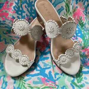 Jack Rogers NEW! wedge white leather sandal size 8